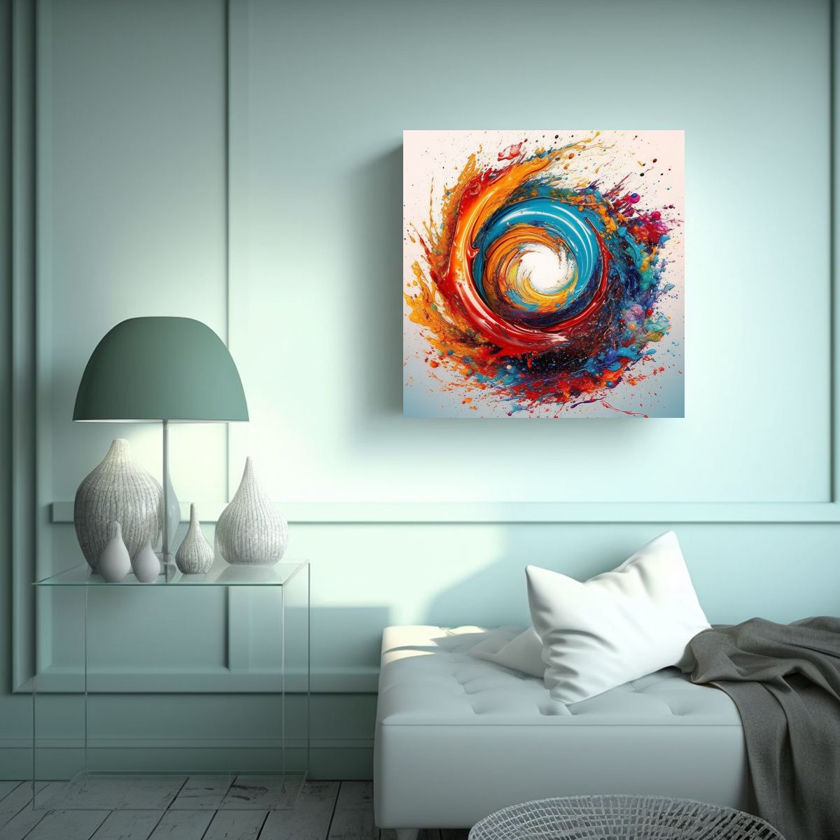 GENERICO - Pintura En Lienzo Con Diseño Espiral Derramado 80x80 Cm