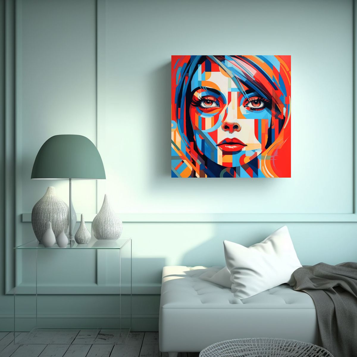 GENERICO - Cuadro De Tela Con Composición Espacial De Una 80x80 Cm