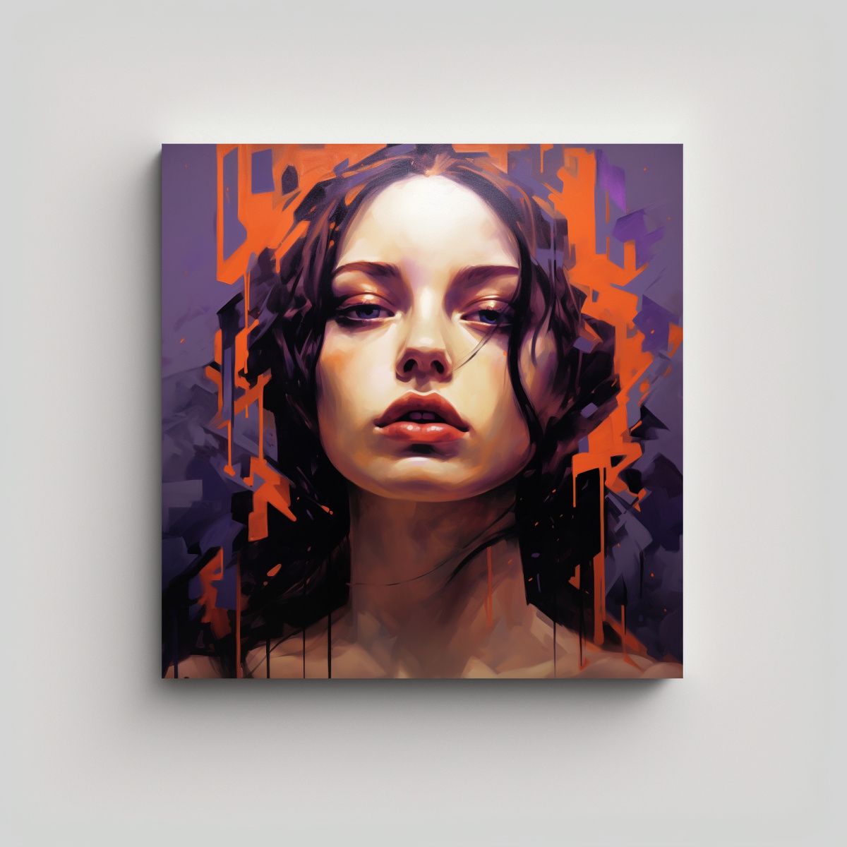 GENERICO - Pintura Artística De Mujer Con La Cabeza Girada 80x80 Cm