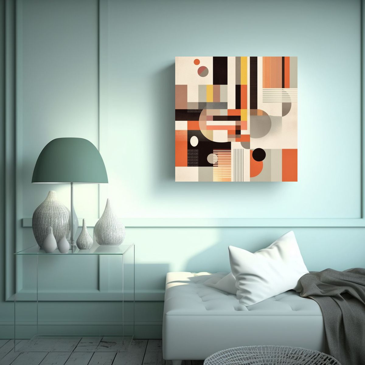 GENERICO - Pintura Abstracta Geométrica De Arte Generativo 60x60 Cm