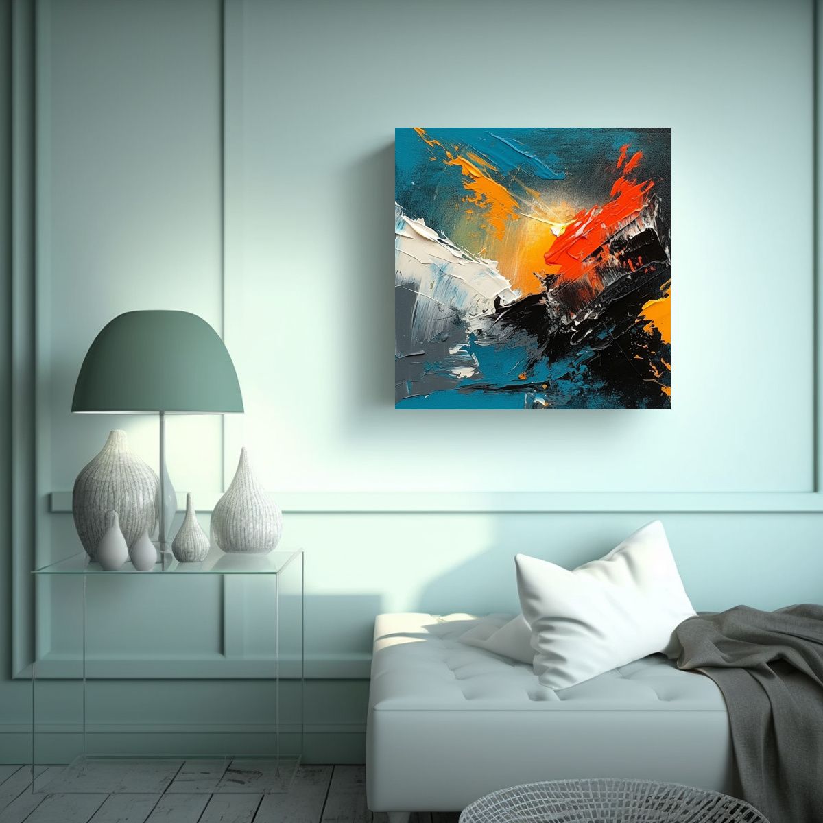 GENERICO - Pintura Abstracta Con Influencia Expresionista En 90x90 Cm
