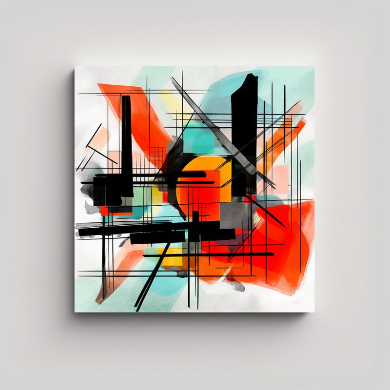 GENERICO - Cuadro Abstracto Moderno Alegría En Negro Limpio 50x50 Cm