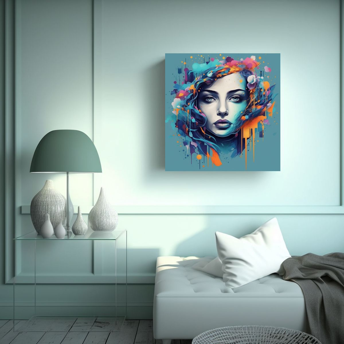 GENERICO - Cuadro Inspiración Espacio Con Colorido Tapiz De 80x80 Cm