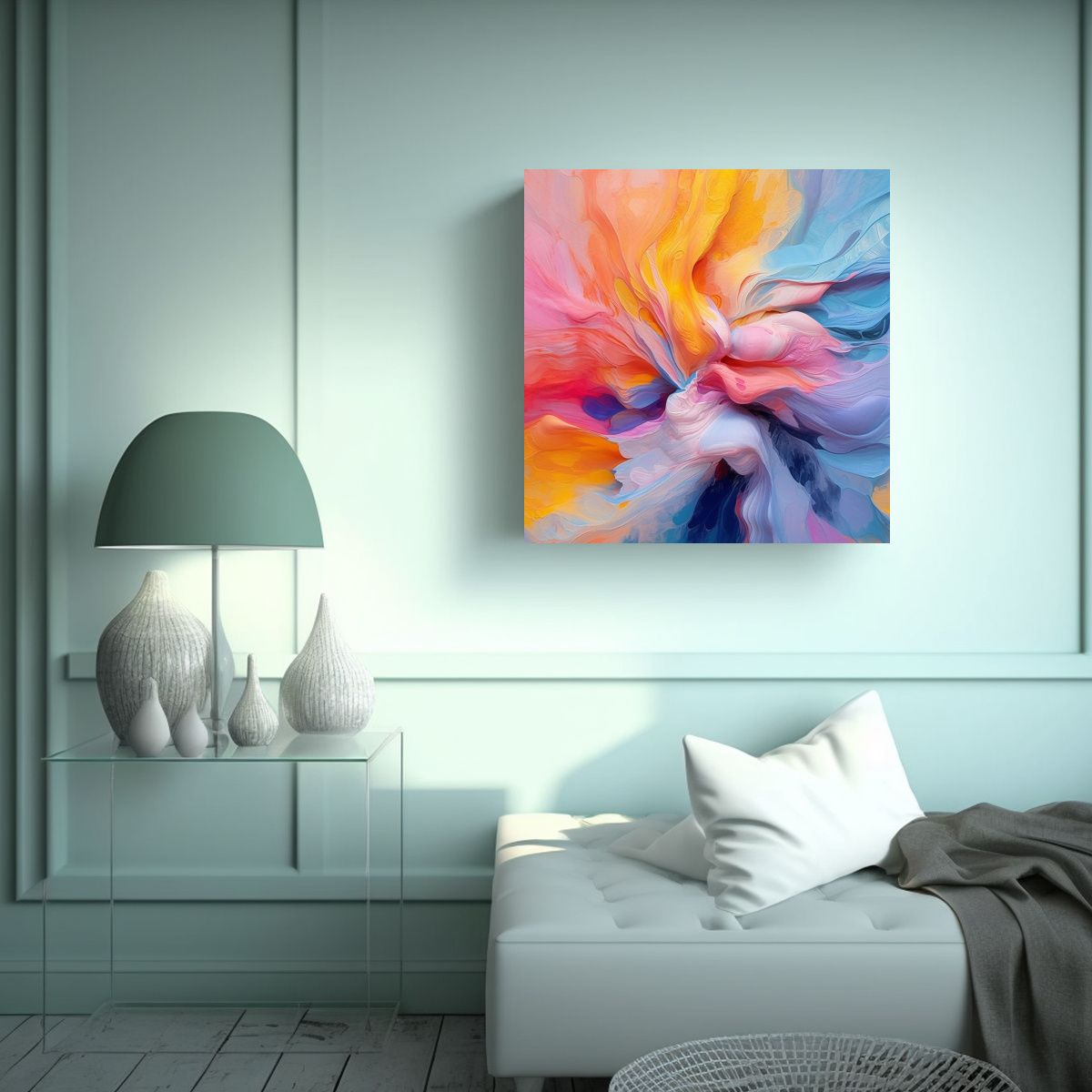 GENERICO - Tela En Bastidor Cuadrado Elegancia Abstracta En 80x80 Cm