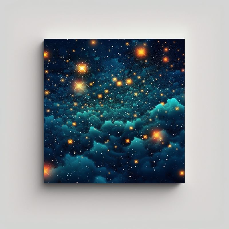 GENERICO - Cuadro Abstracto Exposición Estrellas En Fondo 90x90 Cm