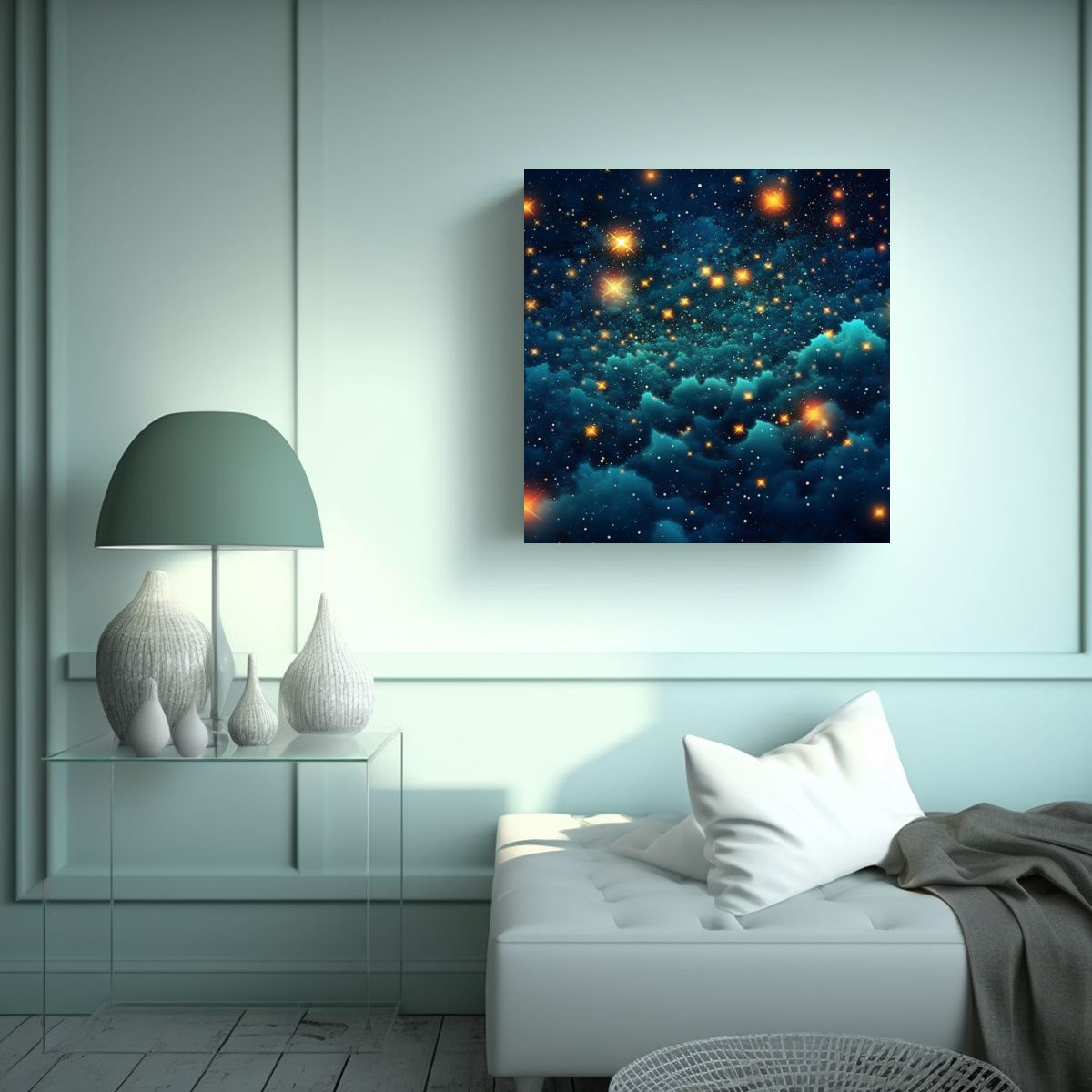 GENERICO - Cuadro Abstracto Exposición Estrellas En Fondo 70x70 Cm