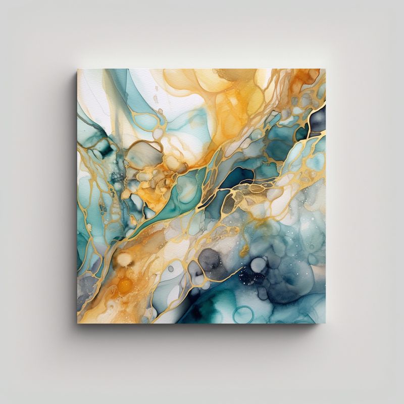 GENERICO - Pintura En Acuarela Abstracta De Naturaleza Viva 60x60 Cm