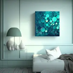 GENERICO - Cuadro Moderno Época Fondo Círculo Cyan 50x50 Cm