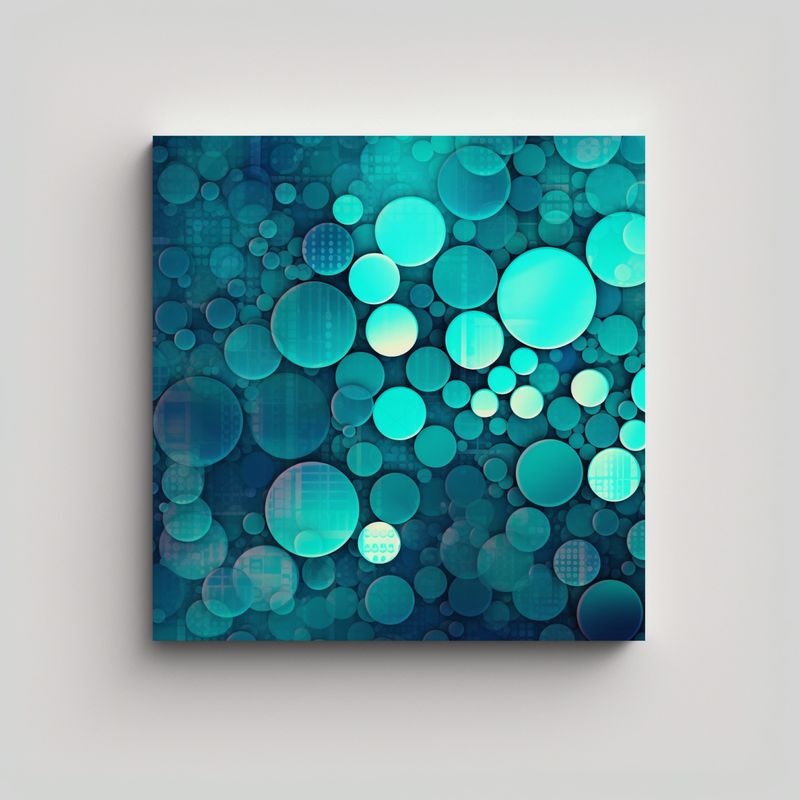 GENERICO - Cuadro Moderno Época Fondo Círculo Cyan 60x60 Cm
