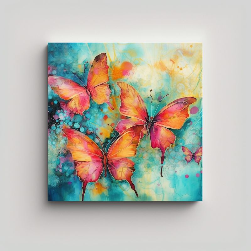 GENERICO - Cuadro De Mariposas De Tinta De Alcohol Estilo 50x50 Cm