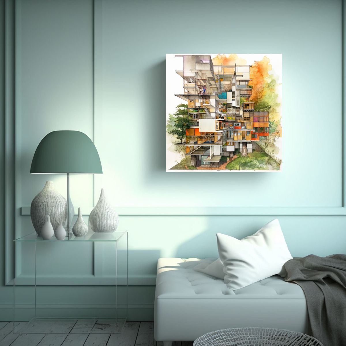 GENERICO - Pinturas De Decoración Estilo Galería En Lienzo 90x90 Cm