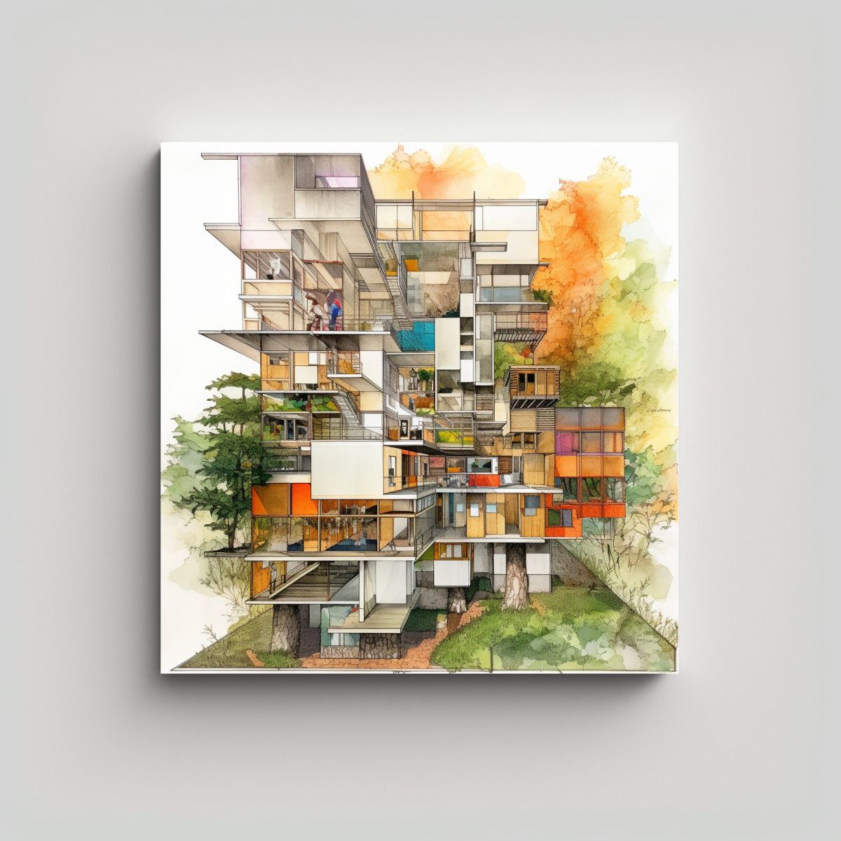 GENERICO - Pinturas De Decoración Estilo Galería En Lienzo 50x50 Cm