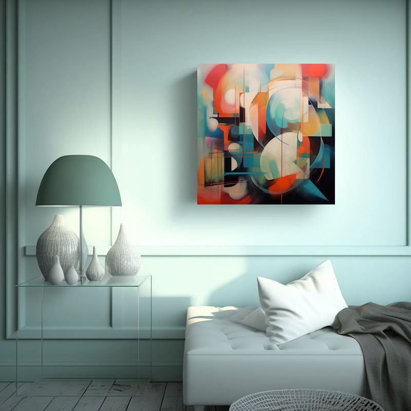 GENERICO - Cuadros Abstractos De Decoración Con Adornos 90x90 Cm