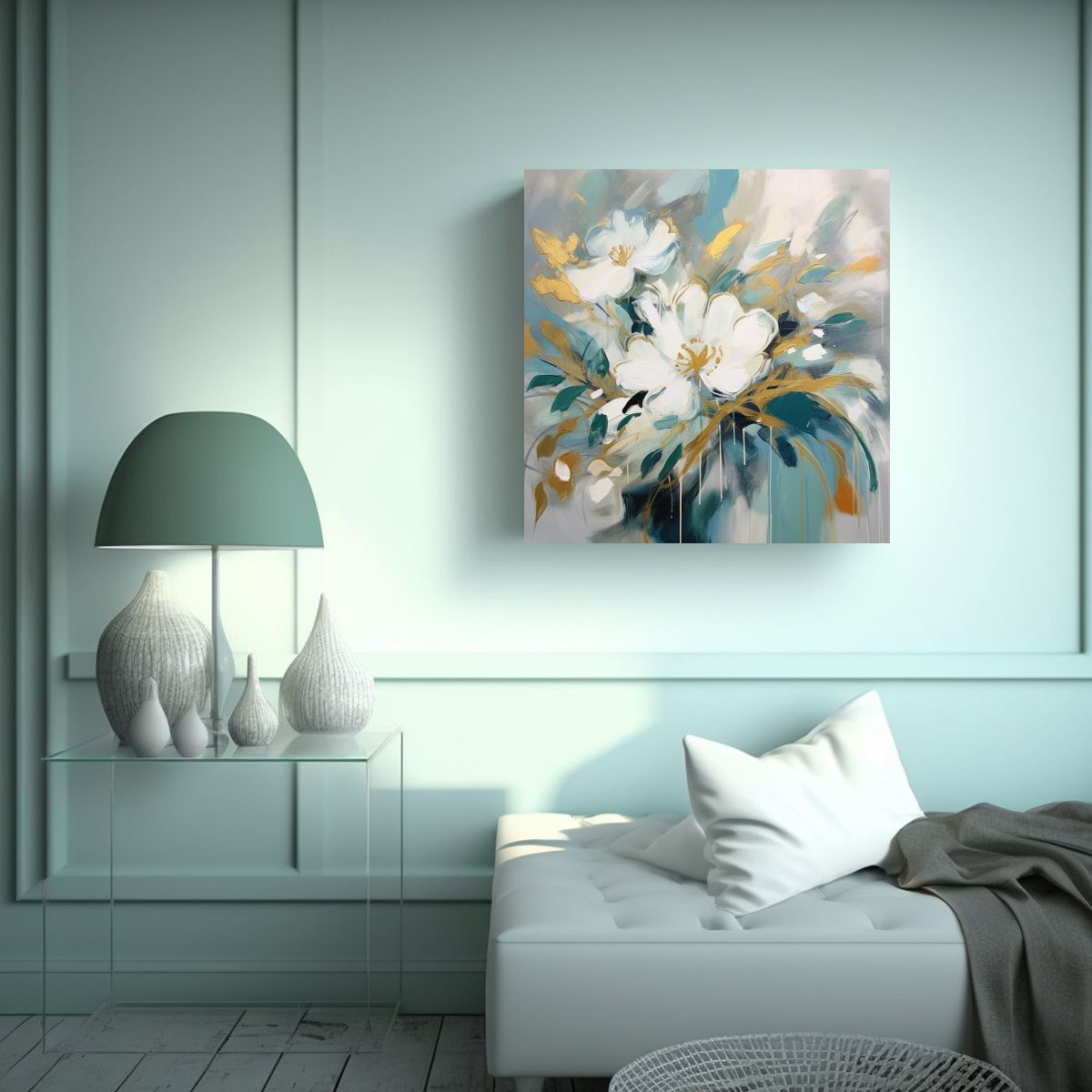 GENERICO - Cuadro Decorativo Calidez Abstracto Con Flores 80x80 Cm