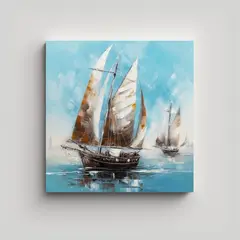 GENERICO - Cuadro De Veleros En El Agua Estilo C Pintura 70x70 Cm