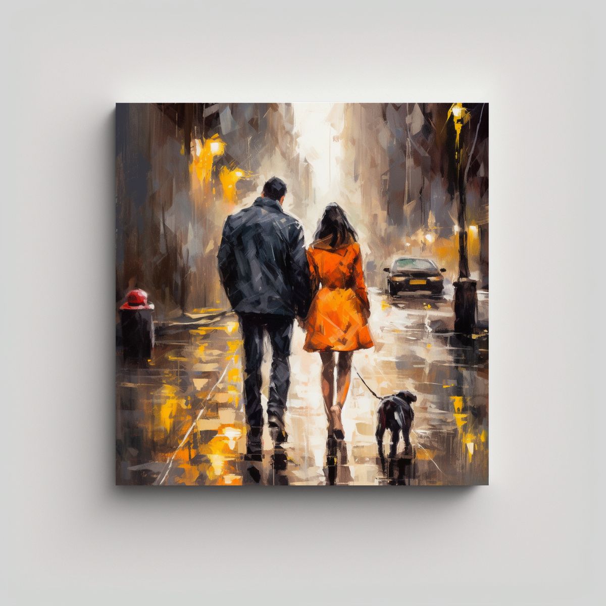 GENERICO - Cuadro Creativo Para Oficina Pareja Paseando Con 80x80 Cm.