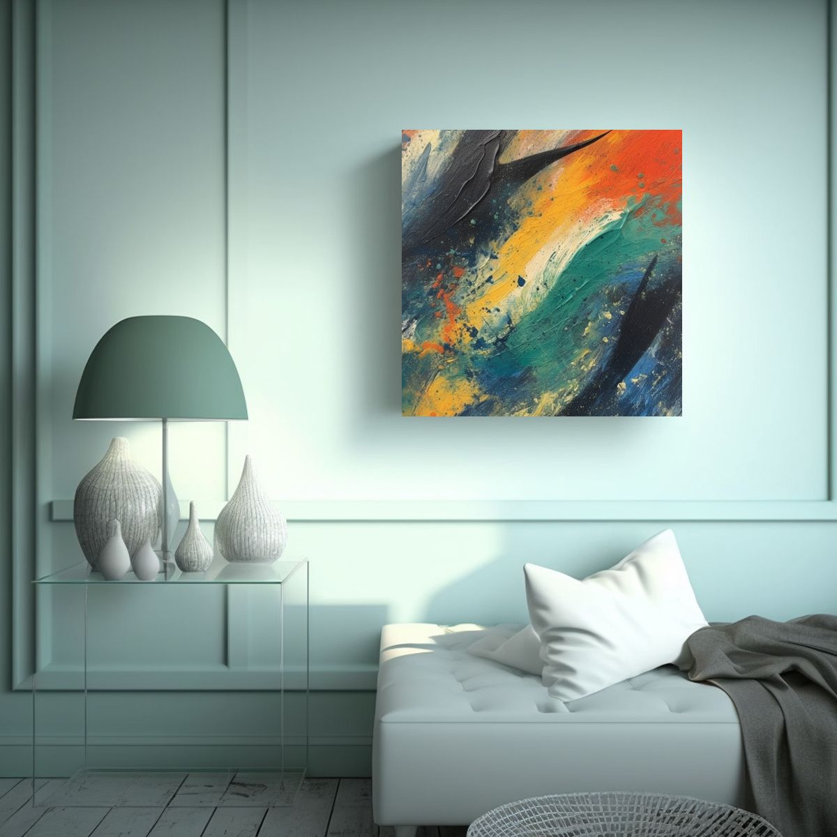 GENERICO - Pintura Abstracta En Bastidor Para Decoración 50x50 Cm