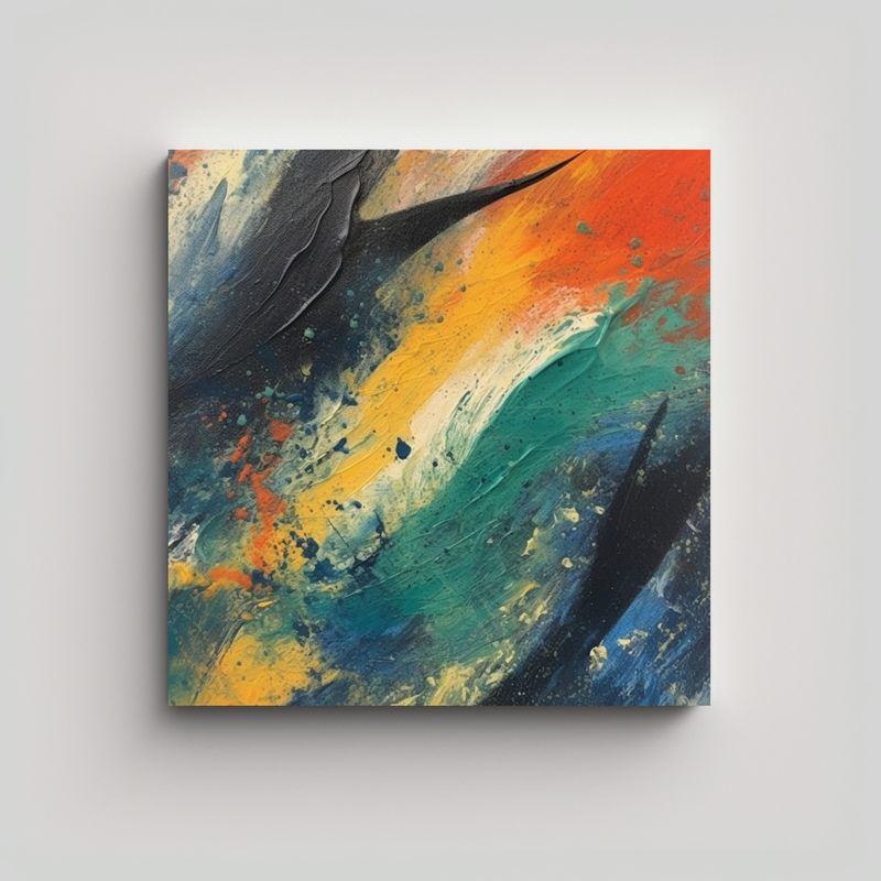 GENERICO - Pintura Abstracta En Bastidor Para Decoración 60x60 Cm