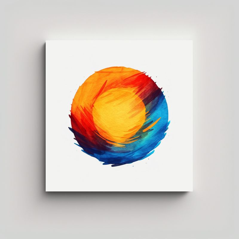 GENERICO - Composición Acuarela Equilibrio Visual De Un Sol 70x70 Cm