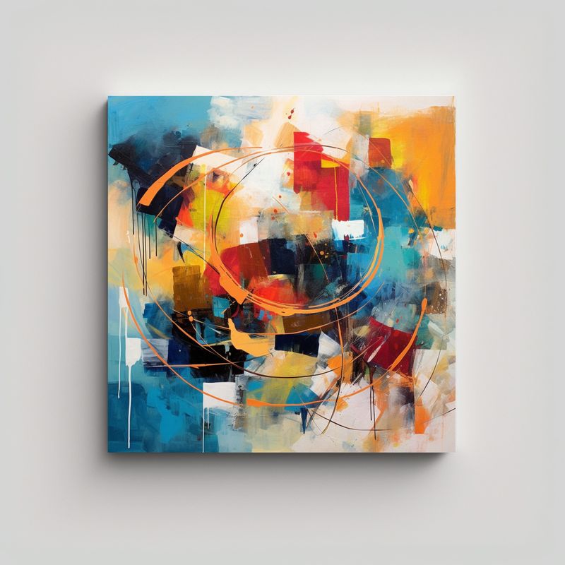 GENERICO - Arte De Pared Abstracto Con Figuras Coloridas 50x50 Cm