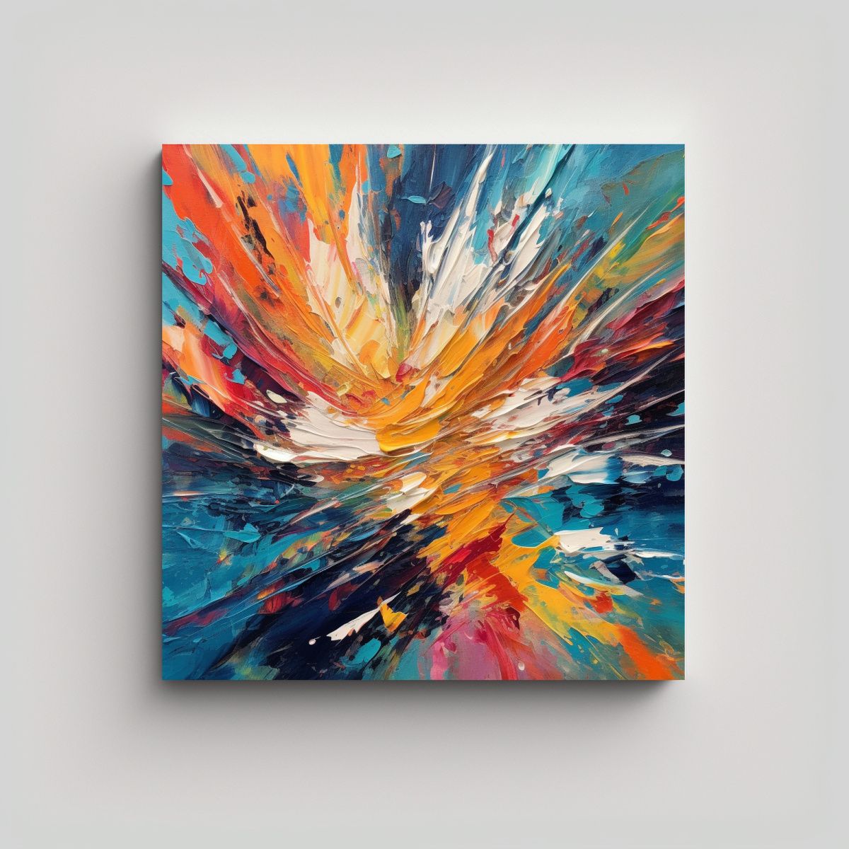 GENERICO - Lienzo De Tela Calidos Mural Explosión Dinámica 60x60 Cm.
