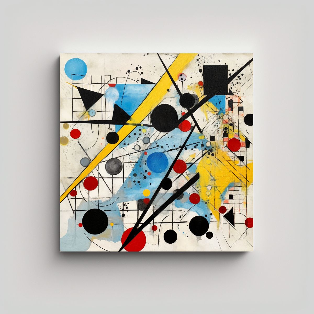 GENERICO - Cuadro Estrellados Abstracto Con Líneas Negras 50x50 Cm