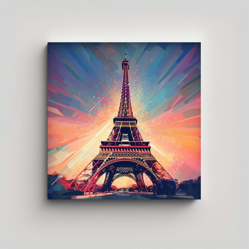 GENERICO - Cuadro Arte Eiffel Espectacular Por Aries Moross 90x90 Cm