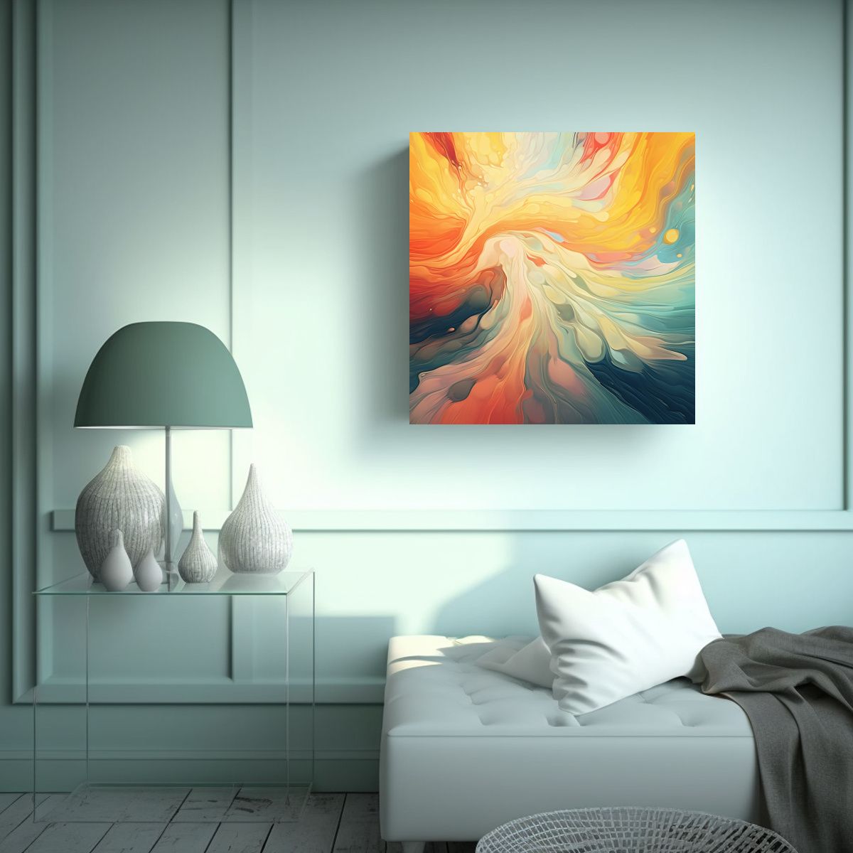 GENERICO - Pintura Digital Arte Abstracto Tonos Simplicidad 90x90 Cm