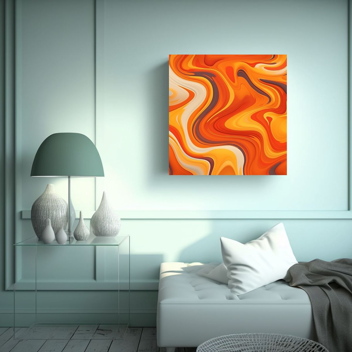 GENERICO - Cuadro Decorativo Vanguardia Urbano En Naranja 50x50 Cm