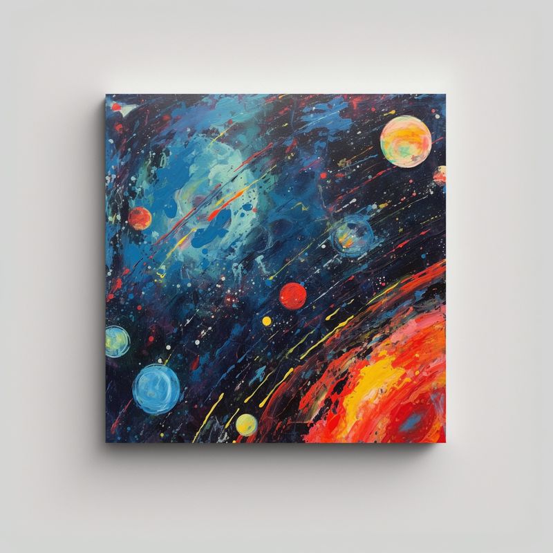 GENERICO - Pintura Abstracta De Acrílico En Tonos 90x90 Cm
