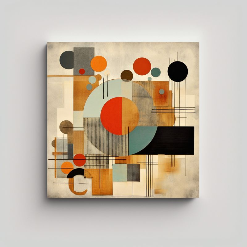 GENERICO - 1 Cuadro Arte Gráfico Collage De Cuadrados Y 80x80 Cm