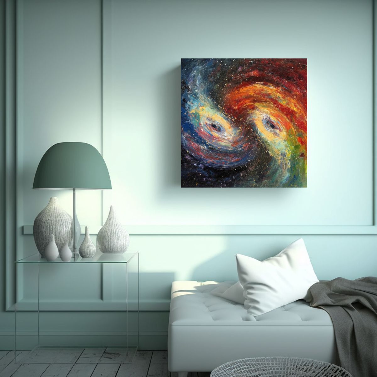 GENERICO - Pintura Creativa De Lienzo De Dos Galaxias 70x70 Cm