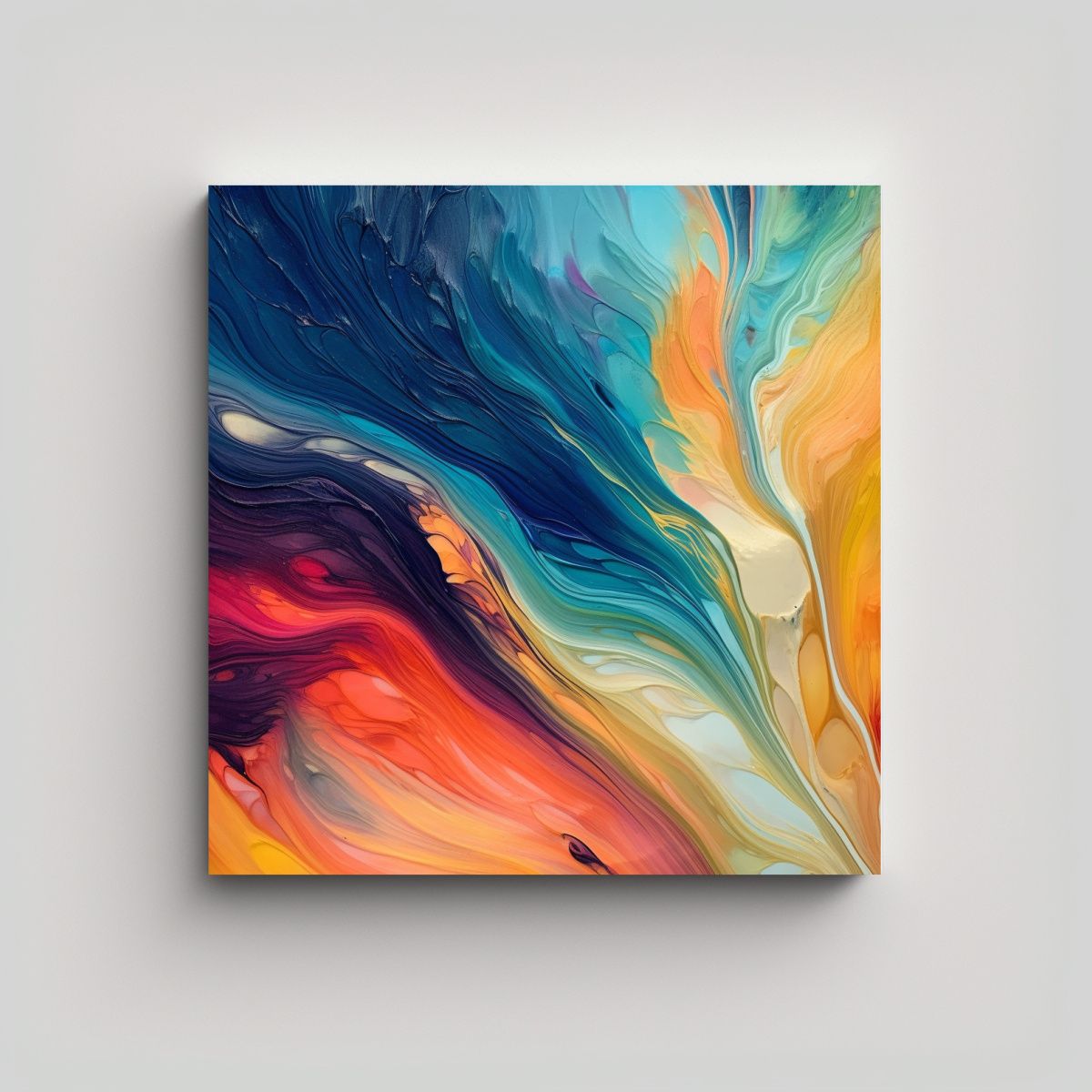 GENERICO - Cuadro Movimiento Abstracto De Colores Fluyentes 50x50 Cm