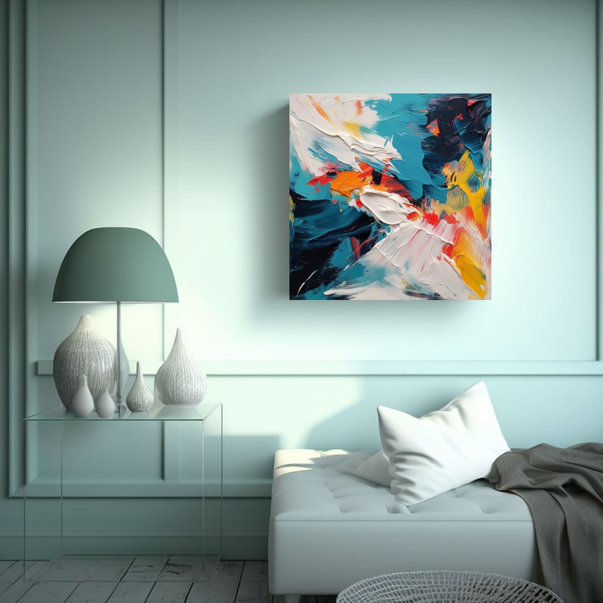 GENERICO - Lienzo Abstracto Con Pinceladas Audaces 60x60 Cm