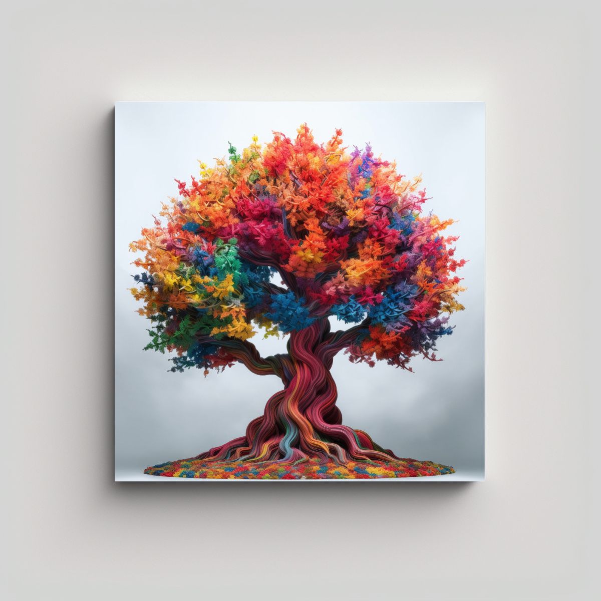 GENERICO - Lienzo De Tela Alta Calidad Con Árbol Arcoíris 50x50 Cm