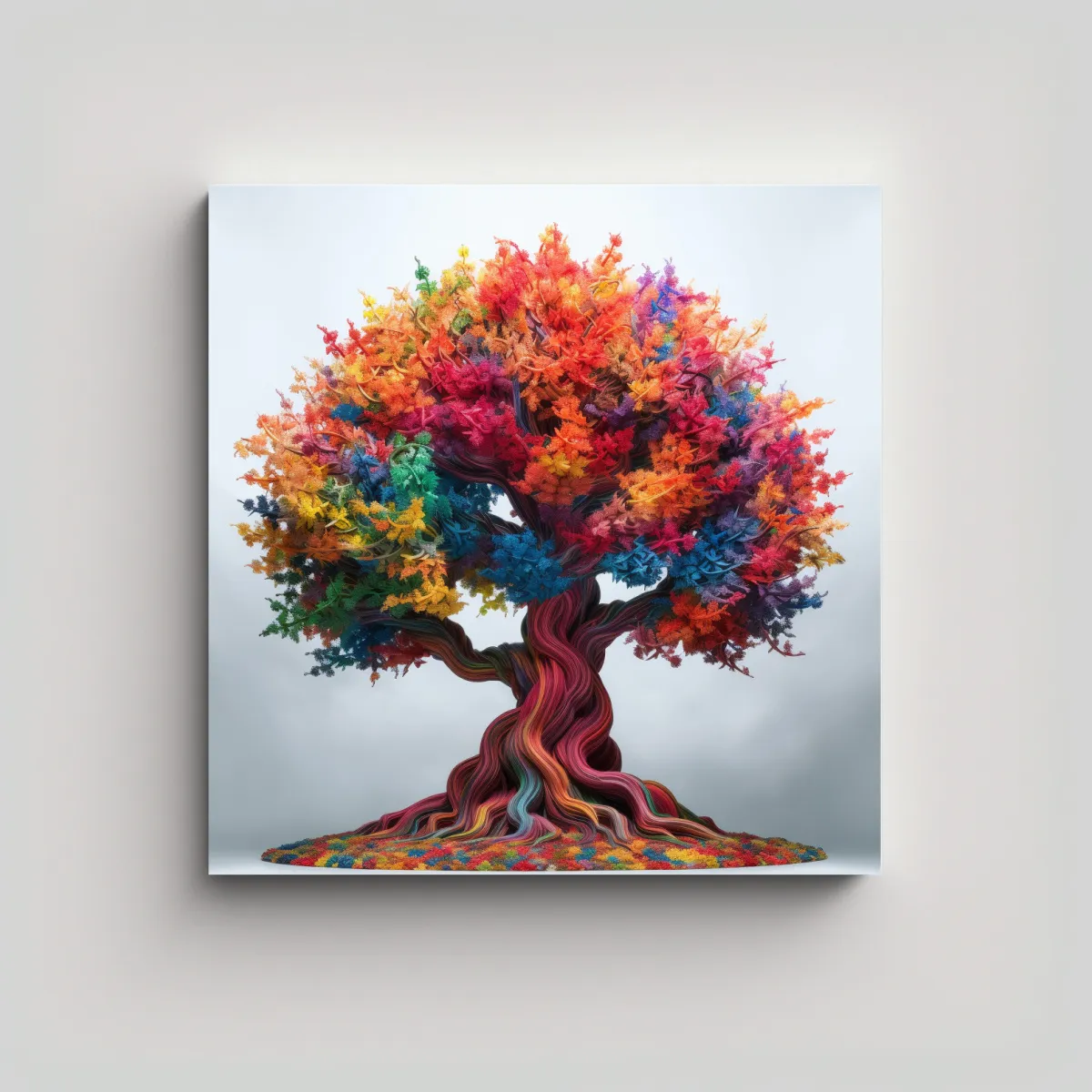 GENERICO - Lienzo De Tela Alta Calidad Con Árbol Arcoíris 50x50 Cm