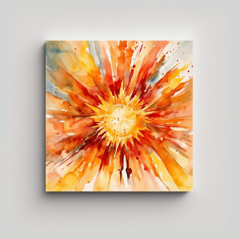 GENERICO - Pintura Decorativa Inspirador Estilo Acuarela Sol 80x80 Cm