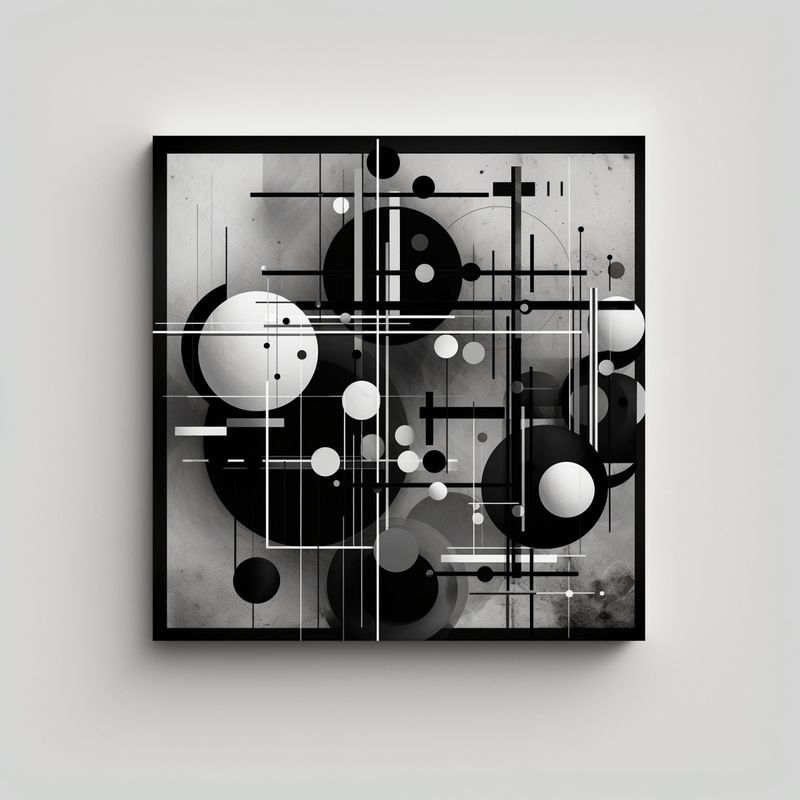 GENERICO - Cuadro Abstracto Composición Dinámica En Blanco 70x70 Cm