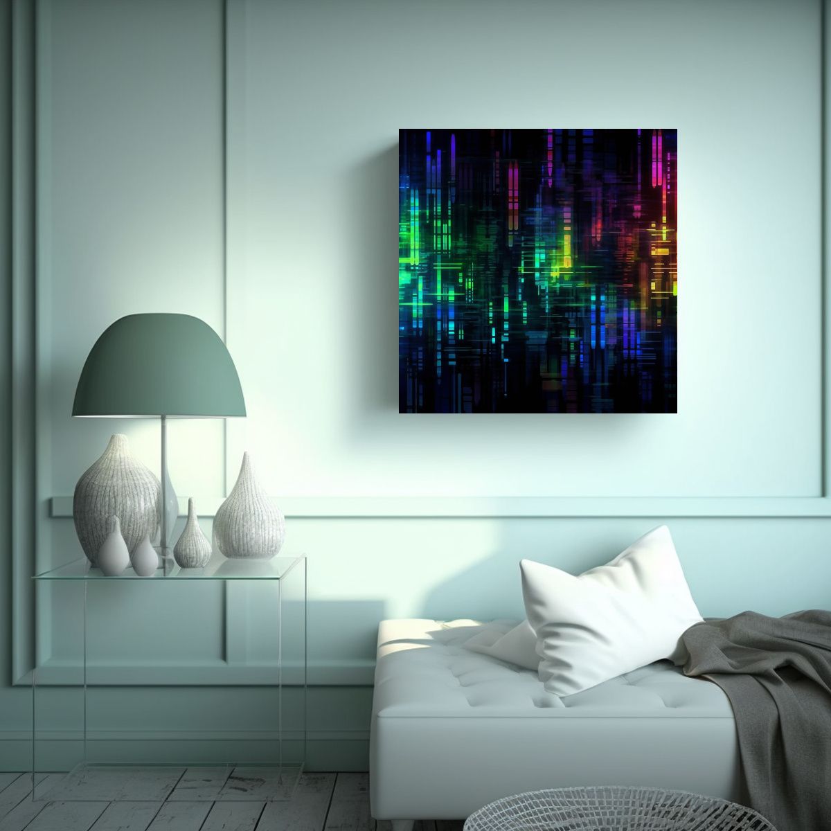 GENERICO - Pintura Decorativa Digital De Glitch Abstracto En 60x60 Cm