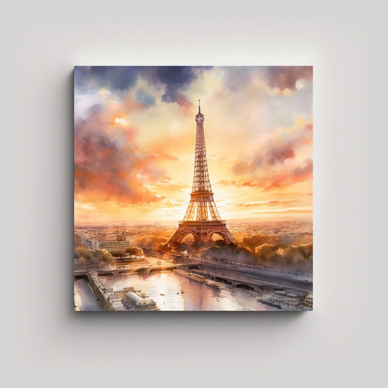 GENERICO - Pintura De Pared Estilo París En Acuarela De 80x80 Cm