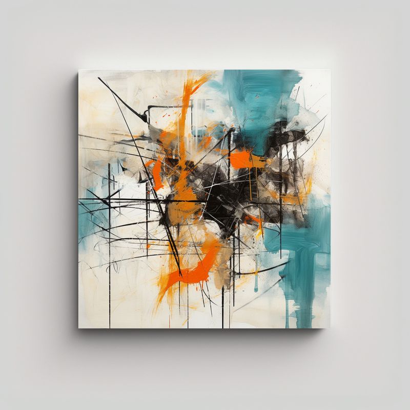 GENERICO - Pintura Abstracta Arte Inspirador, Trazos Y 80x80 Cm