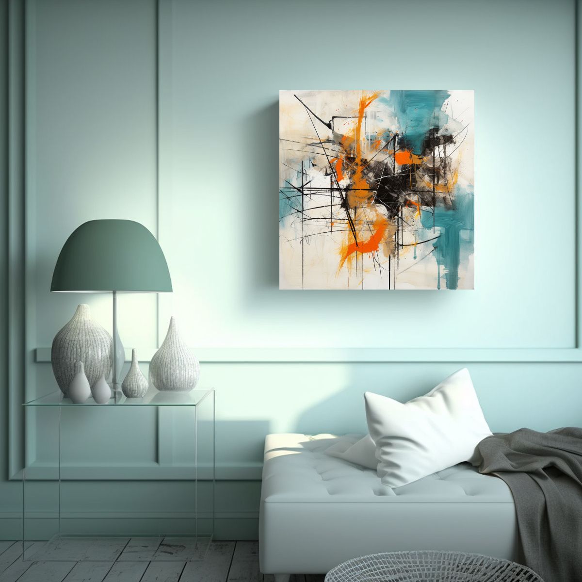 GENERICO - Pintura Abstracta Arte Inspirador, Trazos Y 70x70 Cm