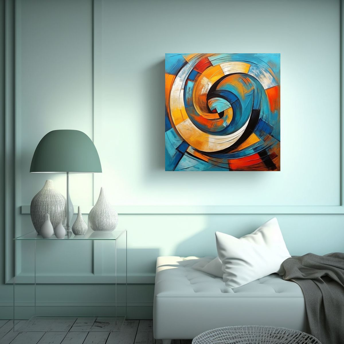 GENERICO - Cuadro Abstracto Forma Alegre Para Decoración De 70x70 Cm