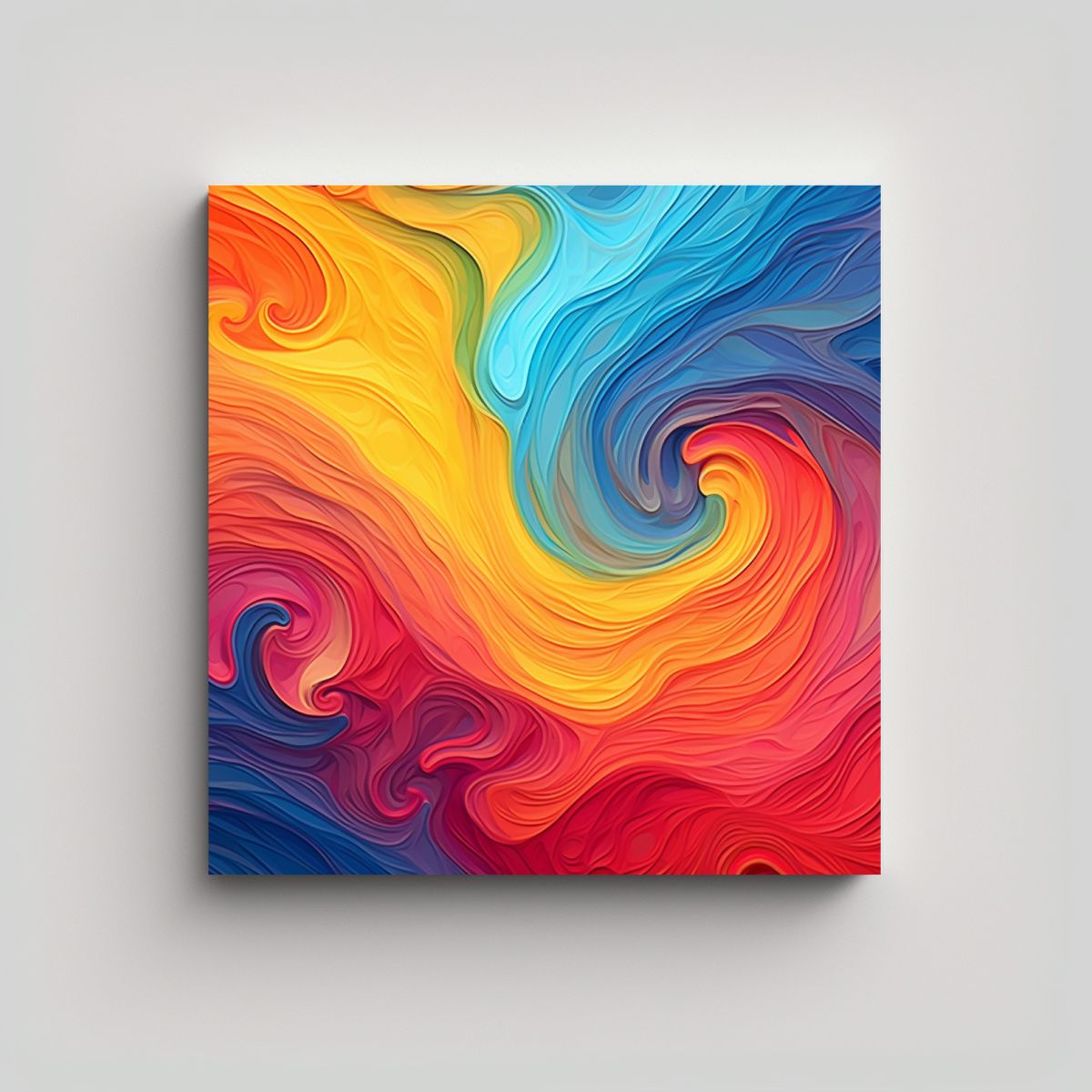 GENERICO - Cuadro Abstracto En Bastidor: Colorido Fondo 60x60 Cm