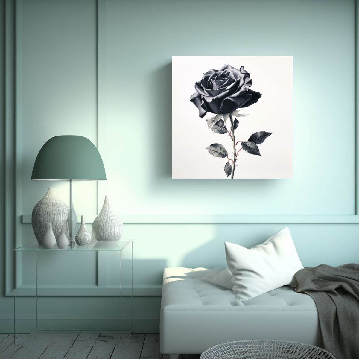 GENERICO - Pintura De Decoración: Rosa Negra Bellamente 50x50 Cm