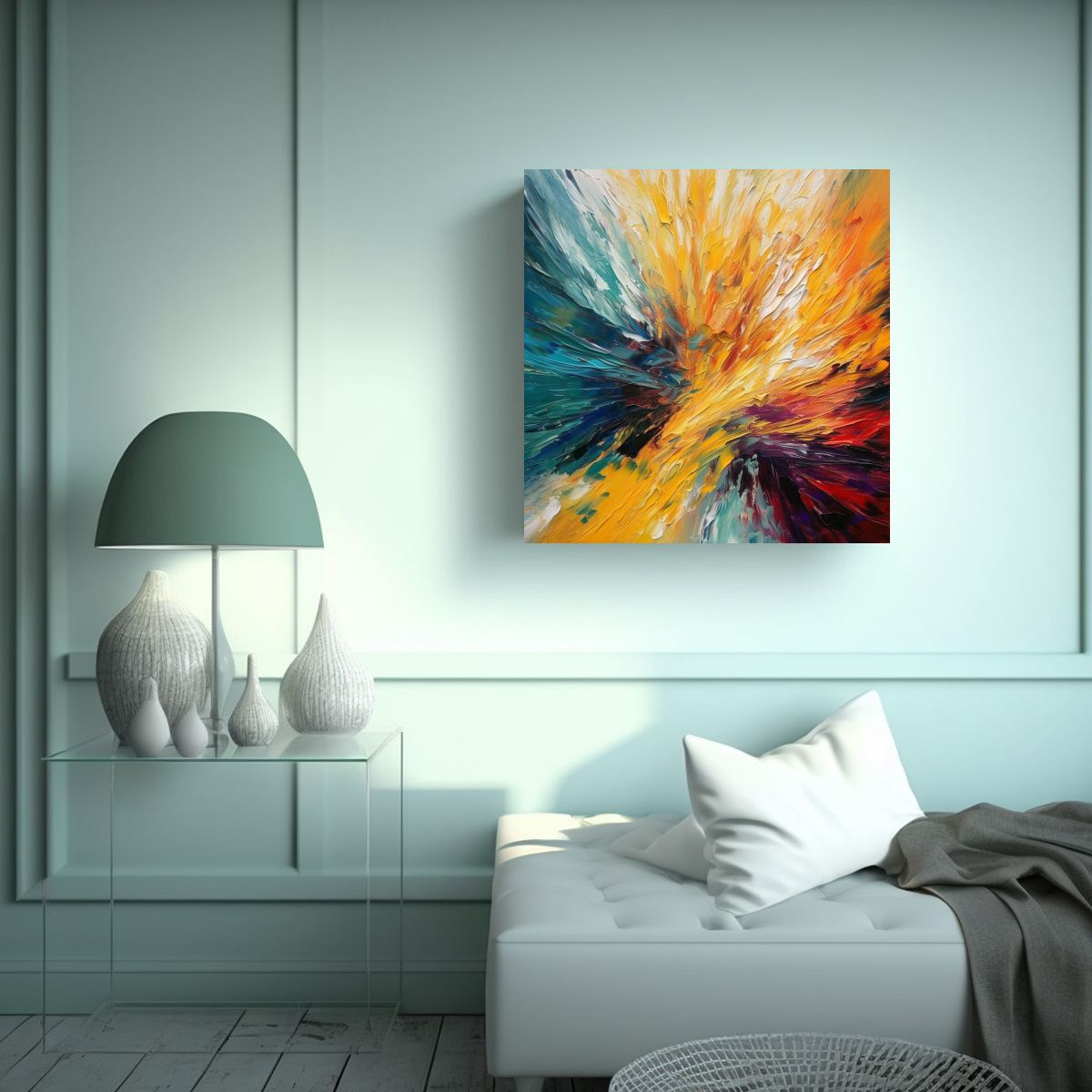 GENERICO - Cuadro Abstracto Vida Con Pinceladas De Colores 50x50 Cm