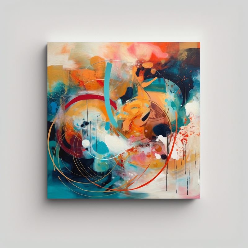 GENERICO - Pinturas Abstractas Lienzo Composición Vision, 60x60 Cm