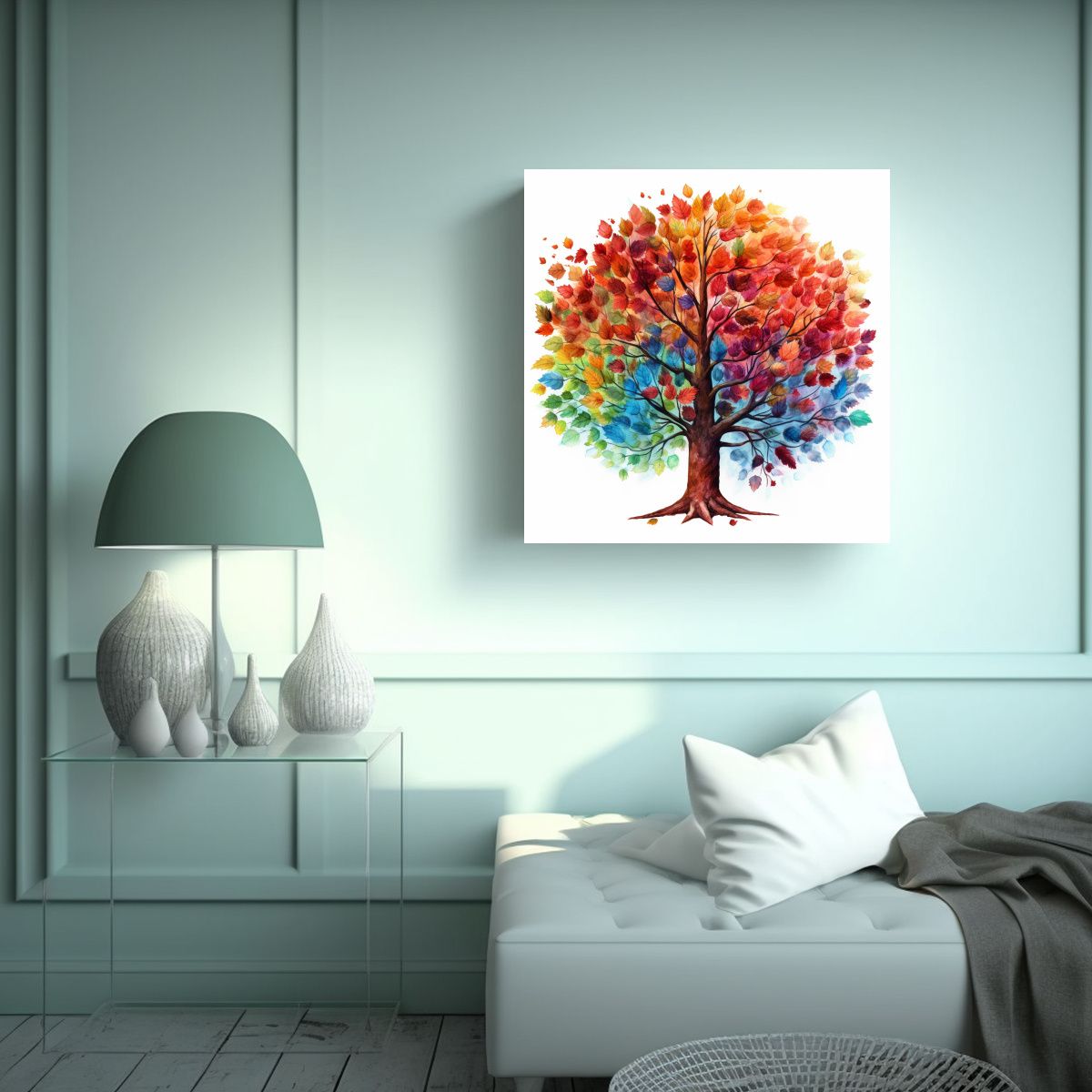 GENERICO - Lienzo Decorativo Para Cuarto: Árbol Vibrante 90x90 Cm