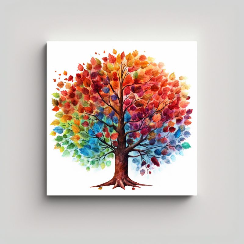 GENERICO - Lienzo Decorativo Para Cuarto: Árbol Vibrante 70x70 Cm