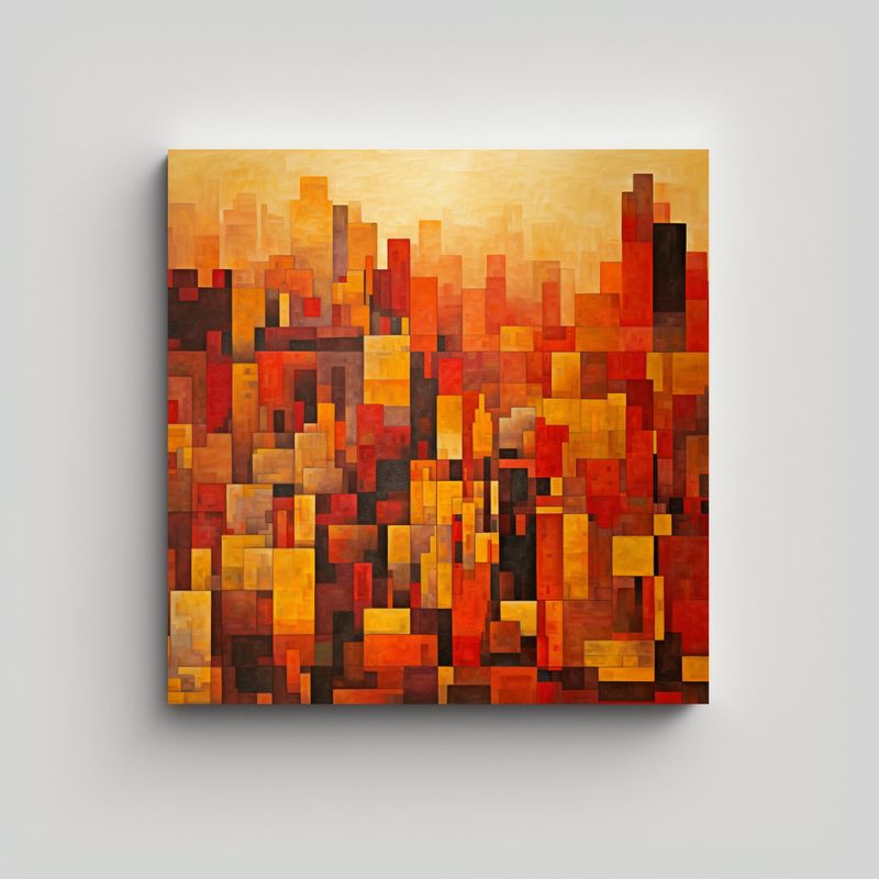 GENERICO - Pintura Abstracta Colorida De Nueva York En Tonos 60x60 Cm